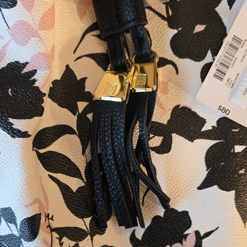 Liz Claiborne Floral Black and Pink Shoulder Bag - Picture 4 of 12